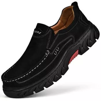 Большие размеры кожаных ботинок, мужских, для альпинизма, походных, кожаных, повседневных, на платформе, нескользящих, модных, универсальных, весенних и осенних, мужских кожаных ботинок 38