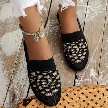 Большие размеры Круглая плоская обувь Женская Fly Woven Дышащая низкая повседневная обувь 36 чёрный