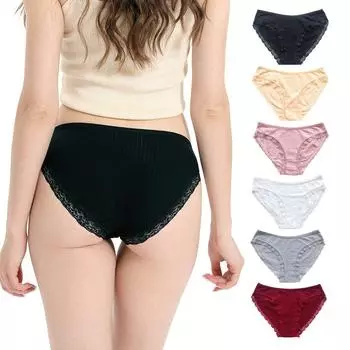Большие размеры кружевные сексуальные трусики для женщин кружевные хлопковые трусики со средней талией, облегающие бедра, удобное нижнее белье M белый