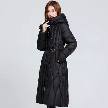 Большие размеры L-7XL, зимние длинные парки большого размера для женщин, пальто 2023, элегантное толстое теплое стеганое пальто с капюшоном, женские зимние куртки в корейском стиле 2XL бежевый