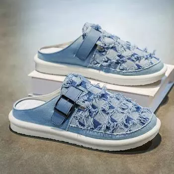 Большие размеры, летние дышащие мужские туфли Boken без каблука с полуподдержкой, легкий чехол для стопы, одна педаль, сандалии Doudou для мужчин 47 39