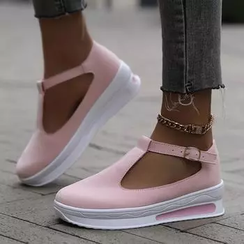 Большие размеры летние модные женские сандалии на платформе с круглым носком в спортивном стиле с открытым носком 36 розовый