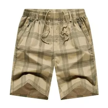 Большие размеры Летние мужские клетчатые шорты на шнурке Мужские тонкие повседневные спортивные брюки с пятью точками 6XL синий