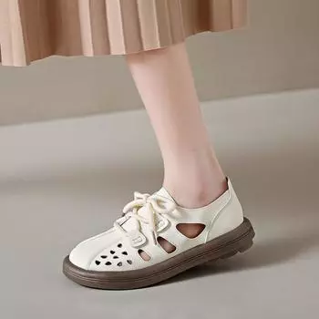 Большие размеры, летняя новая удобная повседневная женская обувь, модная мягкая подошва, дышащая, открытая плоская обувь для женщин 35 абрикосовый