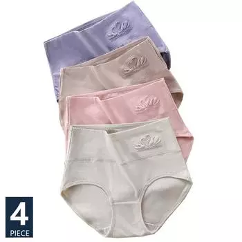 Большие размеры M-5XL, 4 шт., хлопковые трусики с высокой талией, женское нижнее белье с мягким принтом, трусы для девочек, сексуальное женское белье M