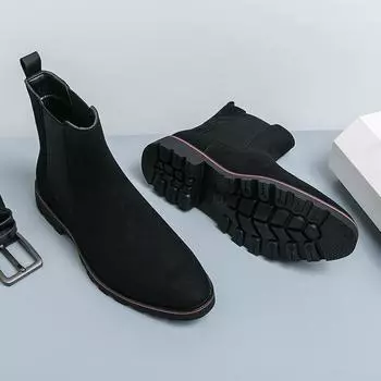 Большие размеры Martin Boots 46 Velvet Chelsea Мужская обувь Британская мода Повседневные высокие кожаные ботинки Инструментальные короткие ботинки 38