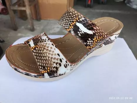 Большие размеры Masson Leopard Print Cool Slippers Женские сандалии на покатом каблуке Женская обувь 35 цветной печати леопарда