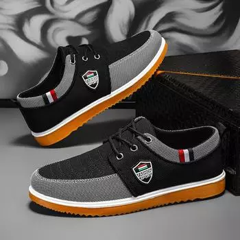 Большие размеры матерчатой обуви Мужская рабочая обувь Повседневная обувь для скейтбординга Модная повседневная парусиновая обувь на шнуровке 39 жёлтый