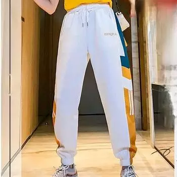 Большие размеры Мешковатые шаровары Женские дышащие быстросохнущие повседневные летние мягкие спортивные штаны Женские длинные брюки с высокой талией Брюки с девятью очками S белый