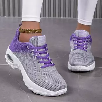 Большие размеры модной повседневной обуви на воздушной подушке, плетеные женские туфли, спортивная обувь, дышащая сетчатая обувь, увеличивающая высоту, качающаяся обувь 35