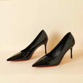 Большие размеры Модные туфли на высоком каблуке 2024 Весна и осень Новые банкетные темпераментные сексуальные и удобные рабочие профессиональные туфли 34 чёрный