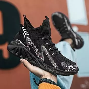 Большие размеры модные высокие кроссовки мужские новые легкие дышащие модные кроссовки 39 белый