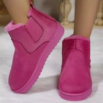 Большие размеры модные зимние ботинки с толстыми и флисовыми короткими ботинками из хлопка для женщин 36 чёрный