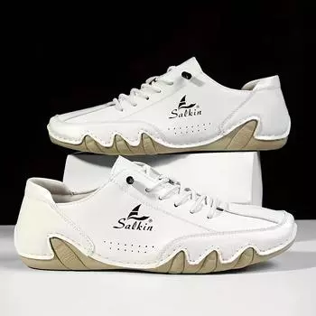 Большие размеры. Мужская модная повседневная обувь из искусственной кожи, дышащая, легкая, на шнуровке, удобная обувь для мужчин, для прогулок на свежем воздухе. 38 бежевый