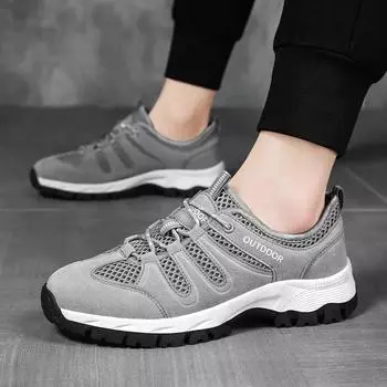 Большие размеры Мужская мягкая повседневная обувь Летние дышащие сетчатые кроссовки для улицы Мужская легкая черная обувь на плоской подошве Модная обувь для мальчиков Путешествия 39