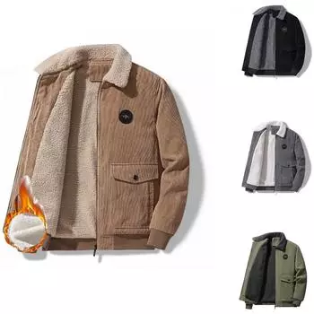 Большие размеры Мужская новая осенне-зимняя повседневная флисовая теплая куртка с отворотами из бархата для активного отдыха Свободная повседневная куртка для мужчин M хаки