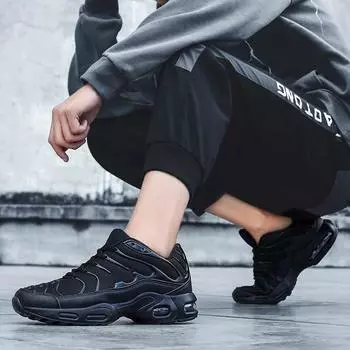 Большие размеры Мужская обувь Сетчатые дышащие мужские кроссовки Повседневные кроссовки на воздушной подушке для бега Tide 39 чёрный