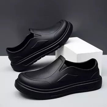 Большие размеры Мужская рабочая обувь для поваров Водонепроницаемые маслостойкие кухонные рабочие ботинки для поваров Нескользящие резиновые сапоги для мужчин для отелей и ресторанов Защитная обувь 39 белый