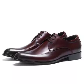 Большие размеры мужские кожаные деловые кожаные туфли на шнуровке с низким острым носком свадебные туфли мужские формальные одинарные туфли 40 чёрный
