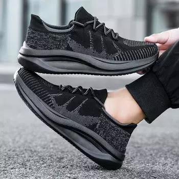 Большие размеры, мужские кроссовки из дышащей сетки, повседневные, летние, новые, модные, спортивные, легкие, мужские, трендовые 39 чёрный
