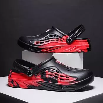 Большие размеры, мужские летние тапочки-мешки с камуфляжным принтом, легкие дышащие полые пляжные сандалии из ЭВА 39