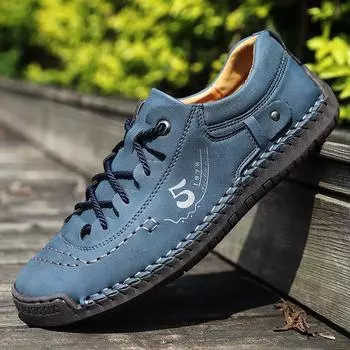 Большие размеры Мужские модные мягкие туфли Wild Breathable Hollowed Casual Leather Shoes Shoes Summer Driving Shoes 38 синий