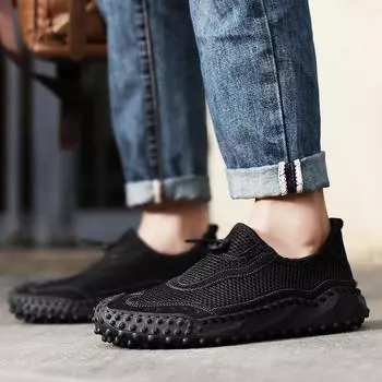 Большие размеры, мужские повседневные одинарные туфли на весну, осень и лето, модные сетчатые дышащие и удобные походные туфли на открытом воздухе, сетчатые туфли 38 хаки