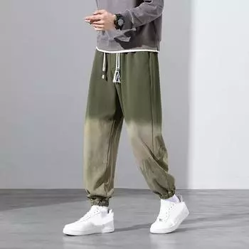 Большие размеры мужские спортивные штаны для бега спортивная одежда градиентные цвета мешковатые штаны повседневные свободные спортивные брюки мужские XXL чёрный