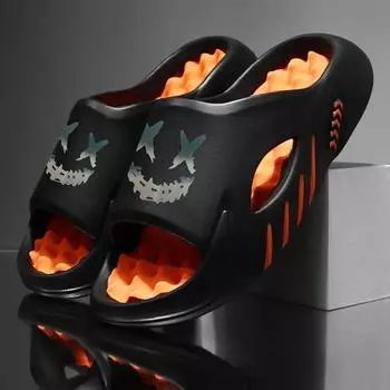 Большие размеры мужские стильные цветные тапочки с открытым носком, дышащие, массивные, с защитой от запаха 38-39 белый