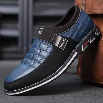 Большие размеры Мужские винтажные цветные лоферы без застежек Удобная нескользящая резиновая подошва Прочная обувь для ходьбы 38 синий