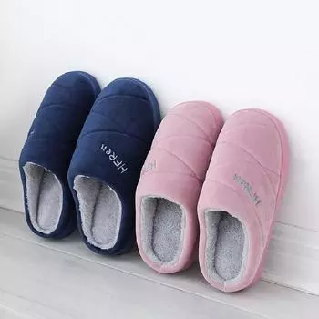 Большие размеры мужские зимние домашние тапочки женские удобные мягкие хлопковые тапочки мужские домашние полосатые туфли нескользящие теплые плюшевые тапочки 36-37