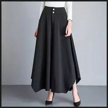 Большие размеры, нестандартные широкие брюки, женские, весна-лето, корейская версия, повседневные свободные брюки-кюлоты с высокой талией L красный