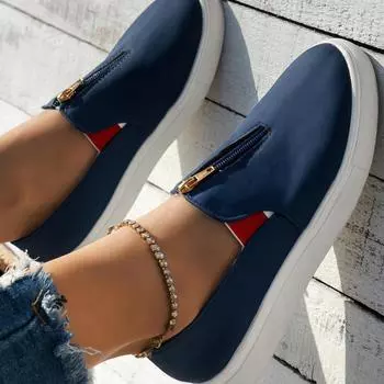 Большие размеры, низкие парусиновые туфли с плоской подошвой, женские повседневные дышащие туфли с застежкой-молнией спереди для ленивых досок 36 красный