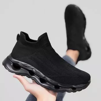 Большие размеры носков, мужская обувь для ленивых, весенне-осенняя, вязаная, спортивная, дышащая, сетчатая обувь, корейская версия, универсальная, однопедальная, мужская обувь 35