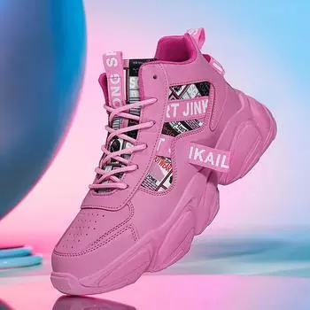 Большие размеры, новые модные повседневные туфли для пар и пап, высокие спортивные кроссовки на платформе, модная обувь 36