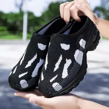 Большие размеры, новые полупрозрачные сетчатые дышащие женские туфли, повседневные полушаговые ленивые одношаговые дышащие прогулочные туфли 35