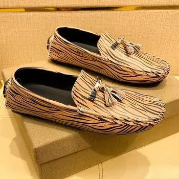 Большие размеры, новые тисненые шапочки-туфли, мужские повседневные кожаные туфли с рисунком зебры, ленивые модные мокасины с одной педалью 39 красный