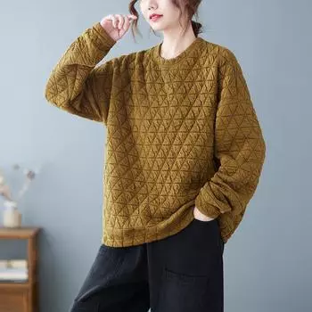 Большие размеры Новые толстовки, пуловеры, женские, клетчатые, повседневные, осенние, свободные, базовые, большие, топы L дубильная кора