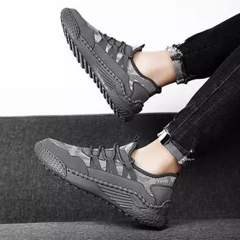 Большие размеры, новые весенне-летние мужские повседневные туфли из сетчатой ткани, дышащие, модные, удобные туфли для вождения, обувь ручной работы, мужская обувь 38 бежевый