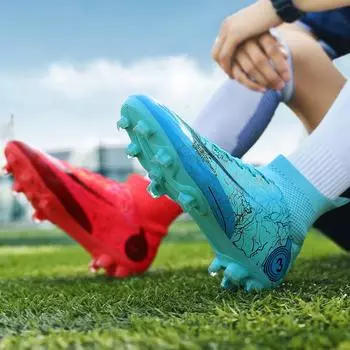 Большие размеры, новые высокие футбольные бутсы для взрослых, мужские, с длинными ногтями, AG, детские, TF, со сломанными ногтями, дышащие, студенческие тренировочные кроссовки для женщин 31