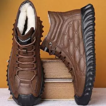 Большие размеры, новые зимние мужские туфли с высоким берцем из хлопка, утепленные мужские туфли из бархата, повседневные ботинки с мягкой подошвой для мужчин 39