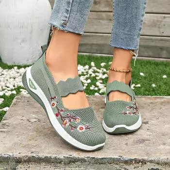 Большие размеры обуви для женщин 2025 Весна Тканевые туфли Мягкая подошва Удобные туфли для мам 35 красный