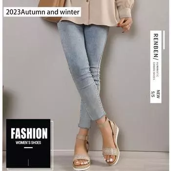 Большие размеры однотонные босоножки на танкетке женские с рисунком змеи на толстой подошве из полиуретана легкие пляжные тапочки сандалии 36 чёрный