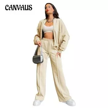 Большие размеры, осенне-зимний женский однотонный кардиган на молнии, толстовка, модный повседневный костюм с прямыми брюками