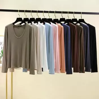 Большие размеры от M до 6XL U-образный вырез Женская футболка Длинные рукава Свободные футболки однотонные повседневные футболки Топы Все подходят M белый