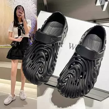 Большие размеры парных туфель с отверстиями для отпечатков пальцев, сандалии с защитой от надавливания на голову, нескользящая пляжная обувь на толстой подошве 36 белый