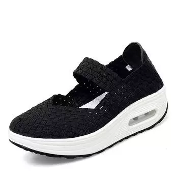 Большие размеры плетеной обуви, женская полая дышащая женская спортивная обувь, удобная мягкая подошва, обувь для танцев среднего и пожилого возраста, обувь для мам 35 серый