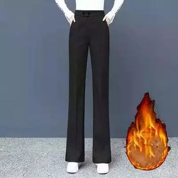 Большие размеры, плотные шерстяные брюки прямого покроя, корейский стиль, шерстяные брюки широкого покроя, женские зимние повседневные новые свободные брюки с высокой талией XXXL