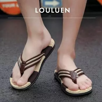 Большие размеры Пляжные шлепанцы Мужские уличные нескользящие резиновые шлепанцы Мужские шлепанцы Лето 39 чёрный