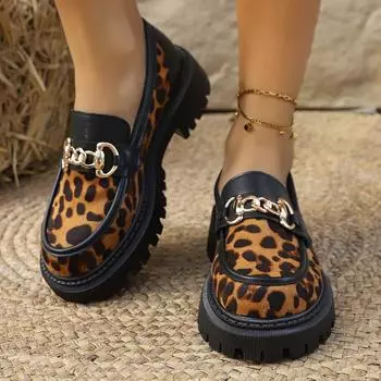 Большие размеры повседневной женской обуви 2024 года, весна и осень, новые модные женские туфли на толстой подошве с круглой головкой и одной педалью 35 коричневый